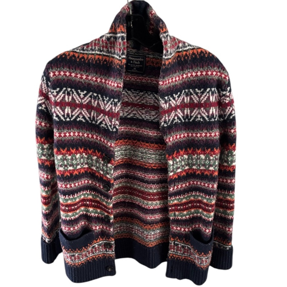 Vintage Abercrombie & Fitch Fair isle  wool cardigan - Picture 3 of 11